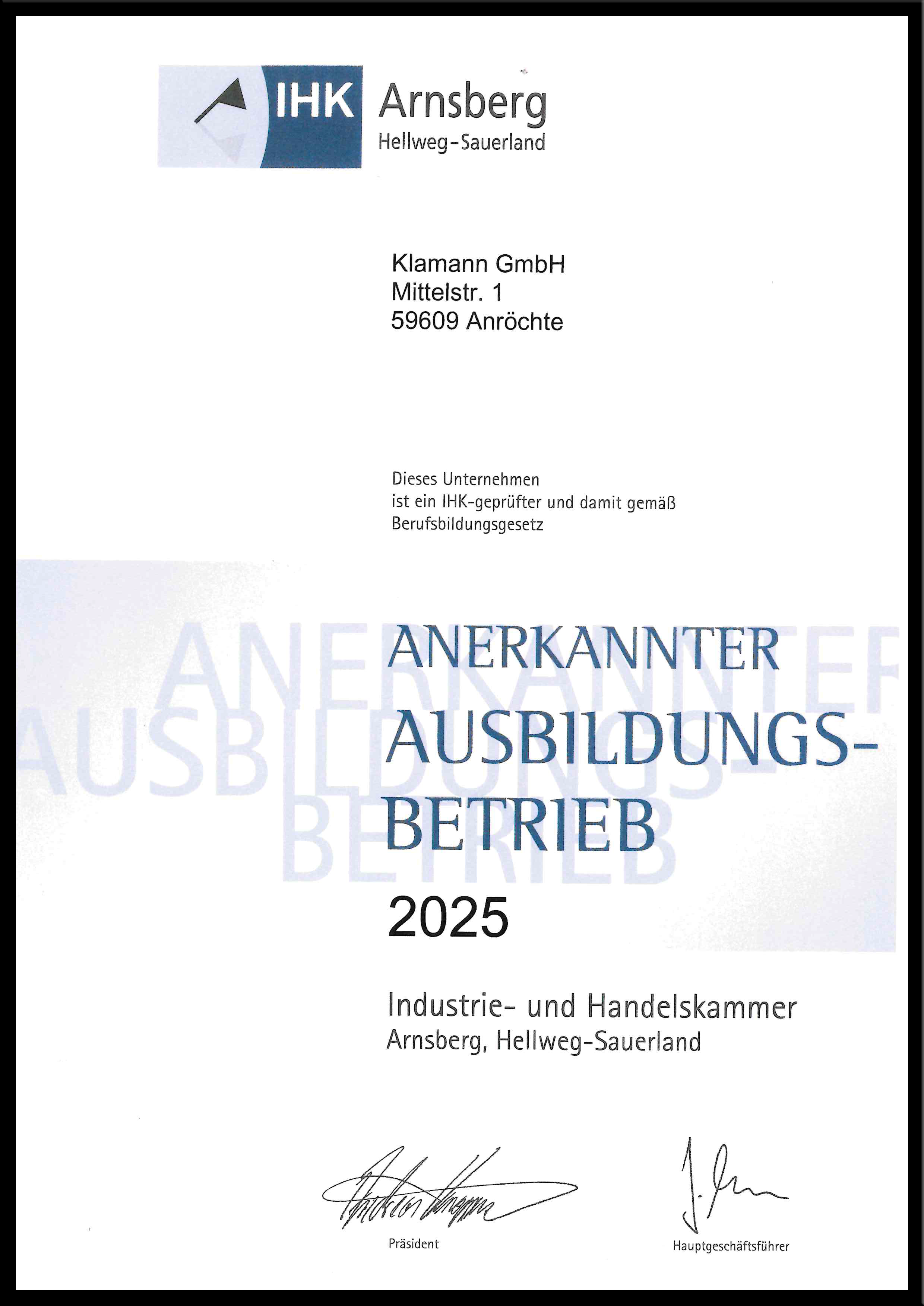 Anerkannter Ausbildungsbetrieb